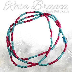 Guia de Miçangas - Azul e Rosa (Erê) Com Firma Azul