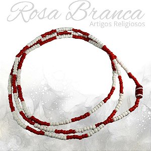 Guia de Miçangas - Branca e Vermelha Com Firma