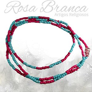 Guia de Miçangas - Azul e Rosa (Erê) Com Firma Rosa