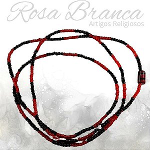 Guia de Miçangas - Preto e Vermelho Cristal Com Firma