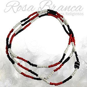 Guia de Miçangas - Branca, Preta e Vermelha Com Firma