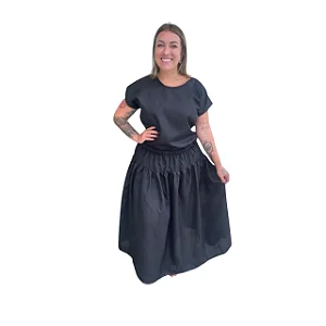 Roupa De Ração Preta Feminina Oxford - 2 Peças
