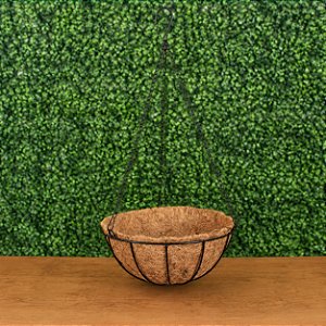 Vaso Pendurar 30cm Pendente Ferro Fibra Coco Para Jardim Flores Decoração Plantinhas