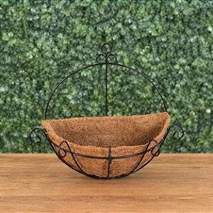 Meio Vaso 35cm Parede De Ferro Com Fibra Coco 18401