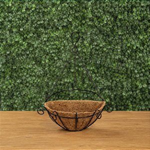 Meio Vaso 25cm Parede De Ferro Com Fibra Coco Jardim Flores