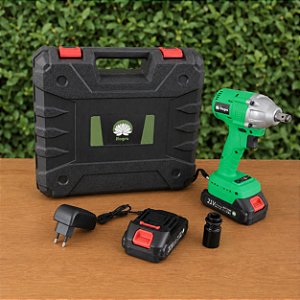 Chave de Impacto Sem Fio 350Nm 3200RPM Kit Completo Com Maleta e Soquetes + 2 Baterias Hagra