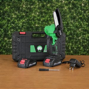 Mini Motosserra Elétrica Sem Fio Portátil Bivolt 110v/220v 4 Polegadas 2 Baterias e Maleta Hagra