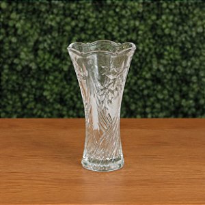 Vaso De Vidro 24cm Decorativo Alto Relevo Resistente Arranjo Flores