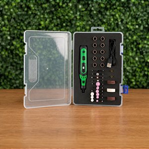 Micro Mini Retifica Lixadeira 300W Com Maleta e 65 Acessórios a Bateria 3.7V USB-C