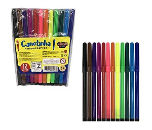 Caneta Hidrográfica 12 Cores Gatte Kids