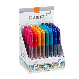 Caneta Gel BRW 1.0 Glitter com 10 Cores Sortido
