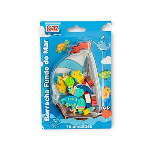 Borracha Fantasia Kaz Mini Fundo do Mar Blister com 18