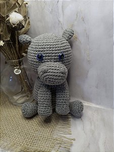Hipopótamo Amigurumi de Crochê – (Cinza)