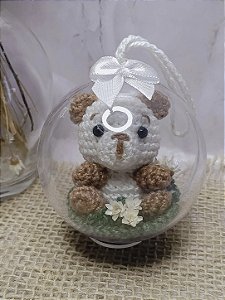 Chaveiro Mini Mundo Ursinho em Amigurumi (Cúpula de 7 cm)
