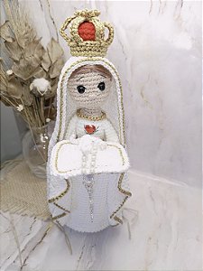 Nossa Senhora de Fátima Amigurumi - Porta-Alianças Luxo (28 cm)