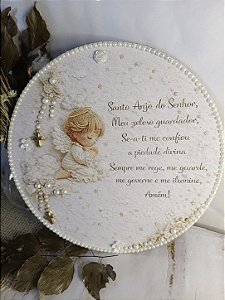 Placa Decorativa Santo Anjo – Acabamento Premium (20x20cm)