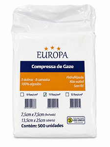 Compressa de Gazes 11 fios com 500 unidades Europa - Polarfix