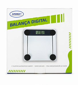 Balança Digital de Vidro Supermedy 180kg LCD Vidro Temperado