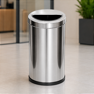 Lixeira Inox com Aro Meia Lua 13,5 Litros