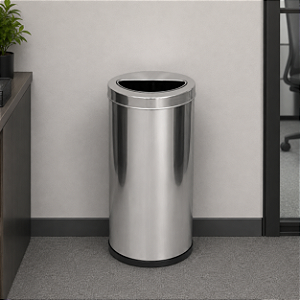 Lixeira em Aço Inox com Aro Meia Lua 22 Litros