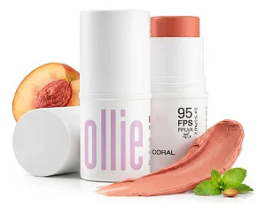 Bastão 3 em 1 Ollie Blush, Batom e Sombra Coral