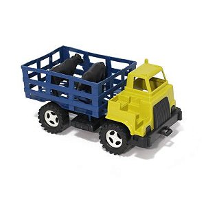 Caminhão Boiadeiro com animais e cabine dupla externa - Ref.008 Plaspolo - Varias cores