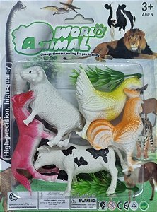 Conjunto miniatura - Kit Animal FAZENDA de brinquedo com 7pcs - ASH-154915
