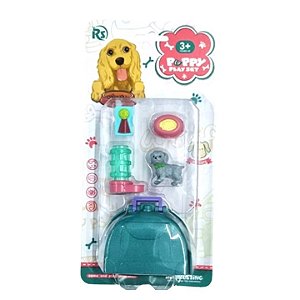 Conjunto miniatura - Kit Puppy com Cachorrinho e acessorios de brinquedo 5pcs - BA13348