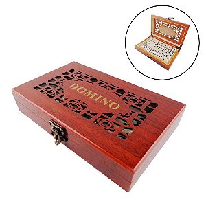 Domino de Osso na Caixa de Madeira  - jogo de domino - JG172003 