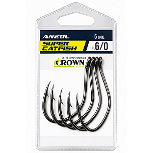 Anzol Crown Super Catfish Black Número 6/0 Com 5 Unidades