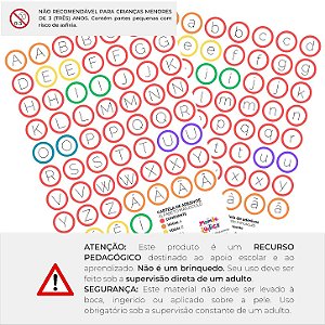 Kit 2 Cartelas Adesivos Alfabeto Letra Bastão Maiúscula e Minúscula (130 adesivos)
