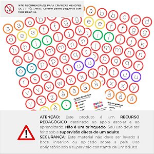 Kit 2 Cartelas Adesivos Alfabeto Letra Bastão Minúscula (130 adesivos)