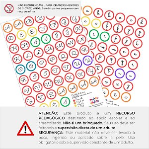 Kit 2 Cartelas Adesivos Alfabeto Letra Cursiva Maiúscula e Minúscula (130 adesivos)