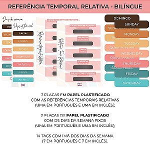 Combo Kit Noção de Referência Temporal Relativa - Bilíngue Português e Inglês