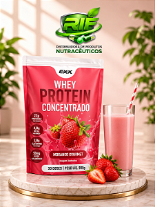 Whey 100% Concentrado Morango Gourmet 900g