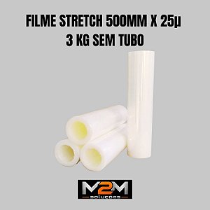 Bobina Filme Stretch 500mm x 0,025mm sem tubo 3kg em Itu