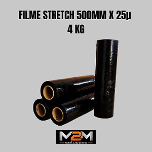 Bobina Filme Stretch Preto 500mm x 0,025mm com tubo manual 4kg em Itu