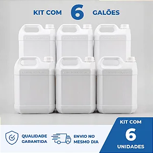 Kit 6 Galão Bombona Plástico 5L Branco