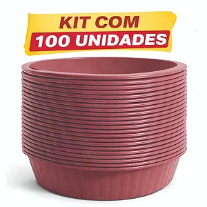 Kit 100 Bacia Plástica Canelada 4L