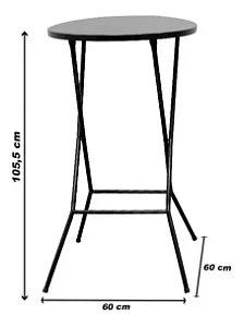Mesa Bistrô Aço Alta Preto Com Tampo