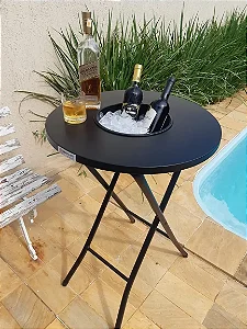 Mesa Bistrô Aço Alta Com Tampo Redondo