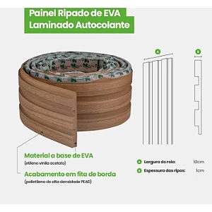Painel Ripado Laminado Autocolante 2,5 Metros - Instalação Fácil e Flexível para Paredes Curvas
