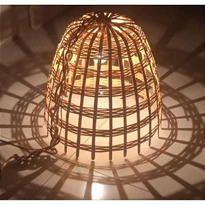 Luminária Lustre Orgânico Bambu Natural Grande 44x50 Artesanal