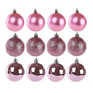 Kit Bola De Natal Lisa Rose 5cm Com 12 Unidades