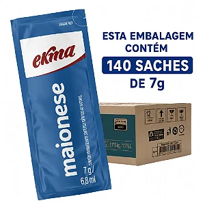 Maionese Sachê Ekma 7g Caixa com 140 Unidades Individual para Lanchonete Restaurante Delivery