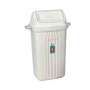 Lixeira Basculante 30 Litros Sanremo Tampa Vai e Vem Plástico Resistente Cozinha Banheiro Branca