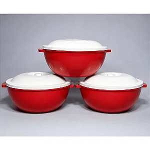 Kit Saladeiras Plásticas Com Tampa 22cm Multiuso Pote Organizador Mantimentos 15 Unidades
