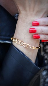 Bracelete Dourado Corações Vazados