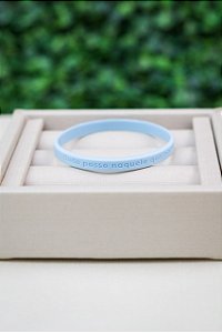 Pulseira Silicone Fina Azul Bebê - "Tudo posso naquele que me fortalece"