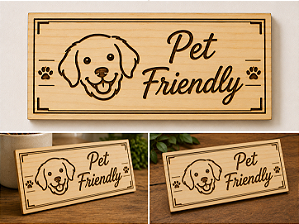Placa de Madeira Pet Friendly| Pinus Tratado com Verniz Naval